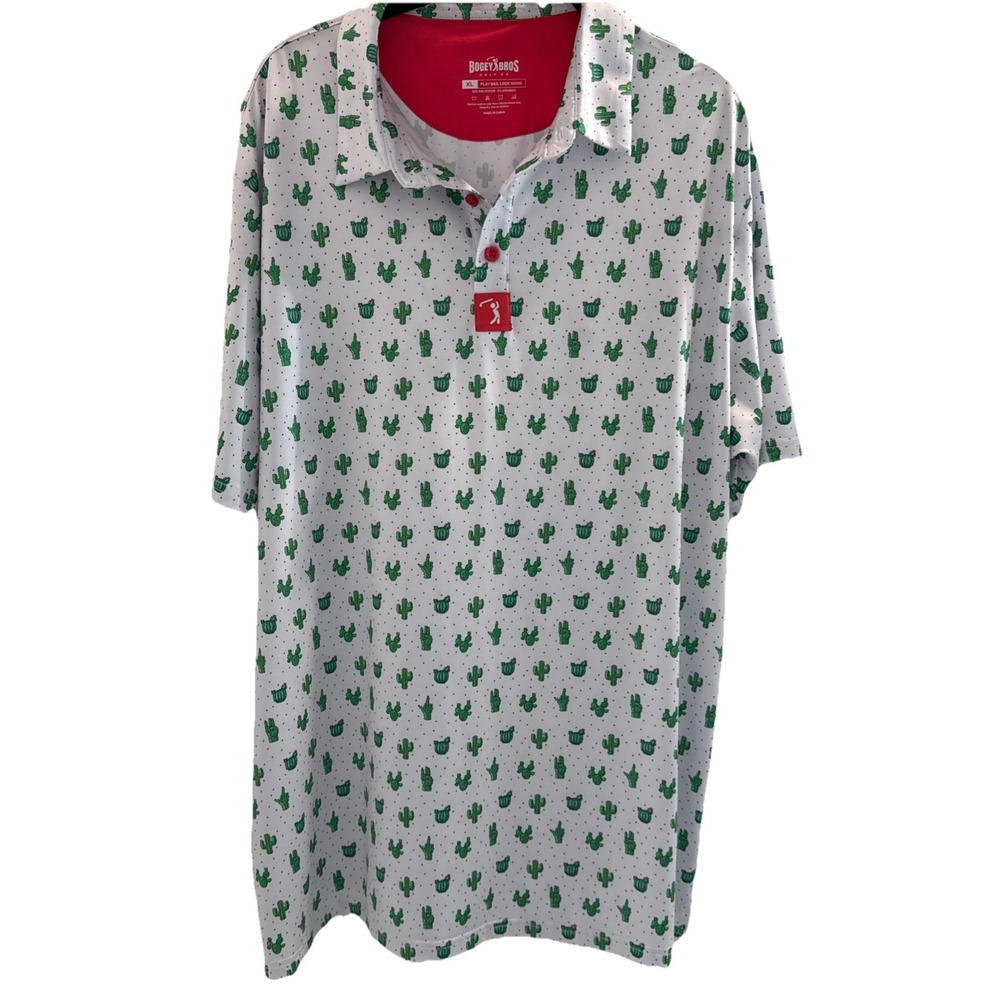 Bogey Bros Golf Polo Men Size XL Performance Stretch Golf Cactus Arizona Humor